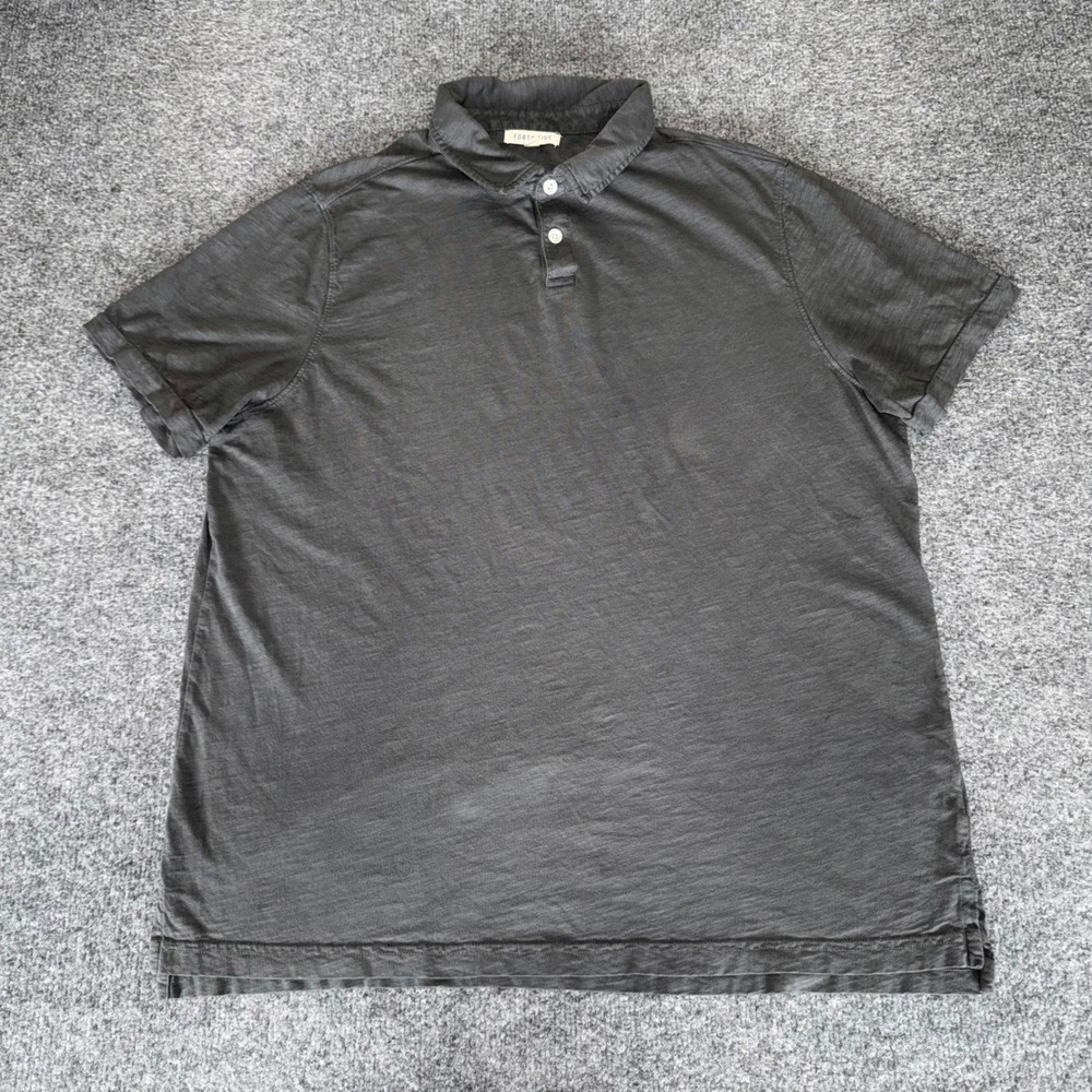 Forty Five Polo Shirt Mens XL‎ Gray Huckberry Short Sleeve Casual Cotton Knit